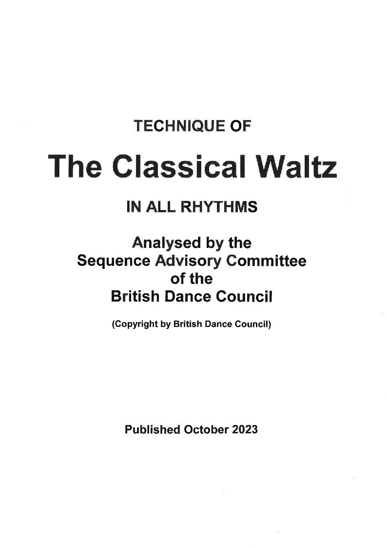 TECHNIQUE OF THE CLASSICAL WALTZ IN ALL RHYTHMS